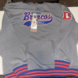 Mitchell & Ness Denver Broncos Mens Hoodie NFL Vintage Logo Fleece Hoodie 2XL